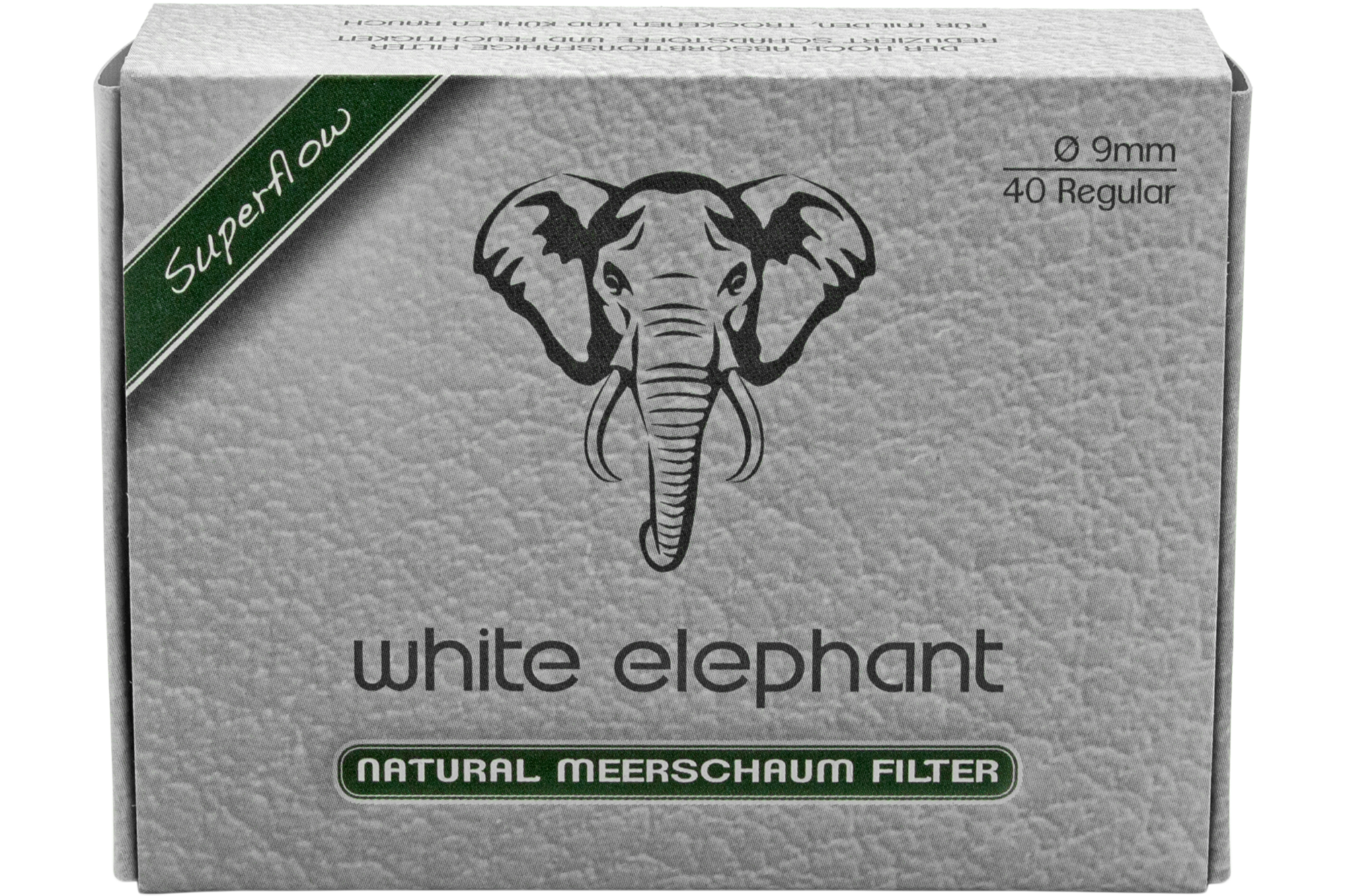 White Elephant 40 Natural Meerschaum Filter 9mm (10x)
